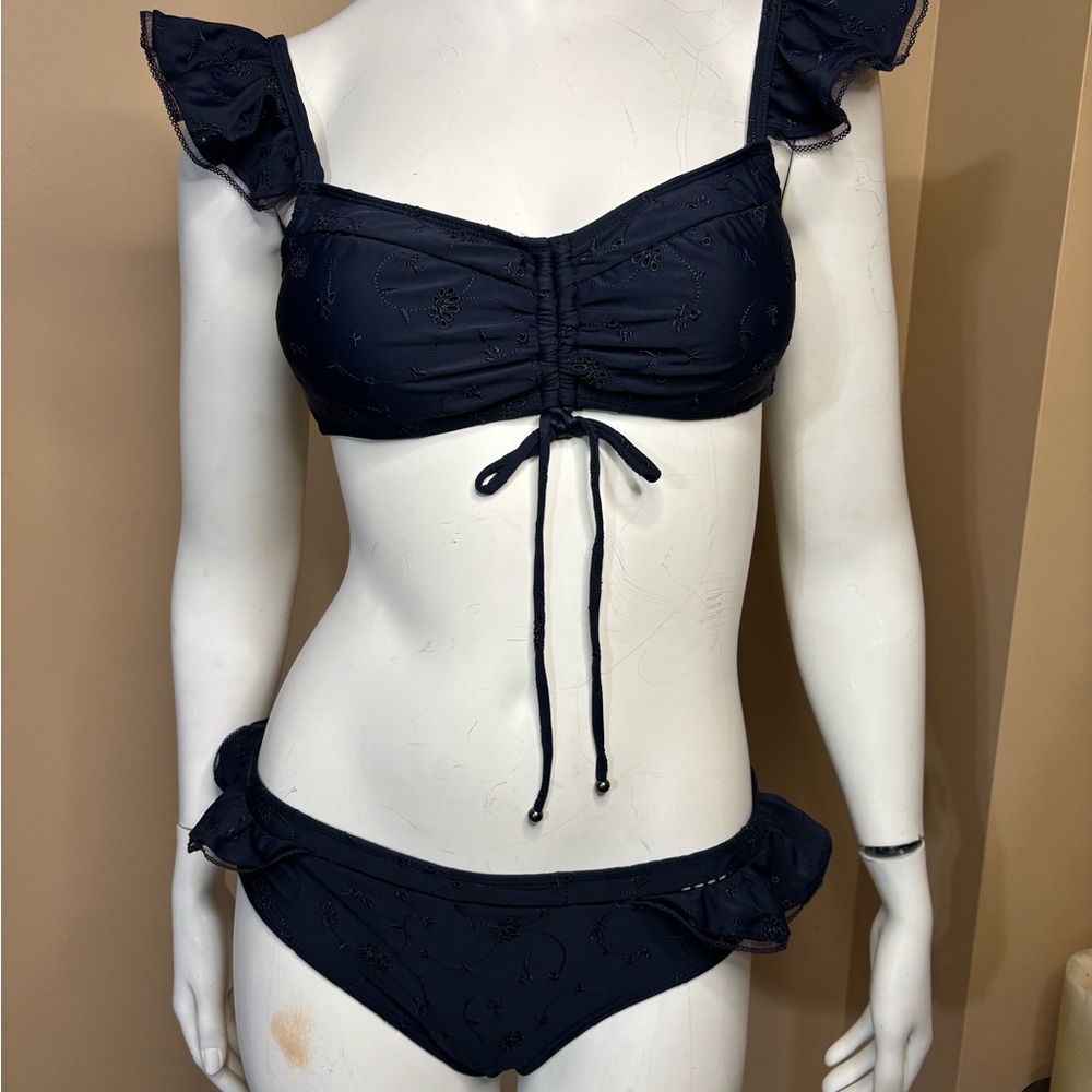 Jonathan Simkhai Blue Ruffle Bikini Set - Picture 6 of 13